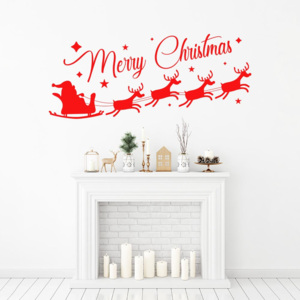 GLIX Merry Christmas Santa II. - nálepka na stenu Červená 50 x 20 cm