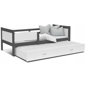 Detská posteľ s prístelkou TWISTER M2 - 190x80 cm - šedá / biela