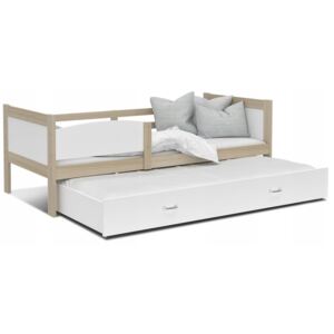 Detská posteľ s prístelkou TWISTER M2 - 190x80 cm - borovica / biela