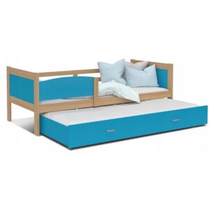 Detská posteľ s prístelkou TWISTER M2 - 190x80 cm - jelša / modrá