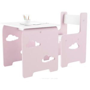 WoodStar Detský stolík a stolička s obláčikom Farba: ružová