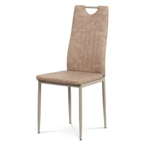 Jedálenská stolička, lanýžová ekokoža, kov cappuccino lesk