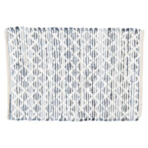 Šedo-modrý bavlnený koberček s bielym prešitím - 60 * 90 cm