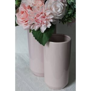 Ružové keramické okrúhle vázy 2-set