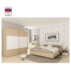 Spálňový komplet (posteľ 180x200 cm), dub sonoma/biela, GABRIELA | TEMPO KONDELA