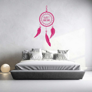 GLIX Dreamcatcher Sweet dreams - samolepka na stenu Růžová 50x25 cm