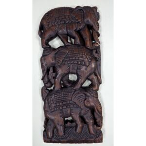Obraz slony -tíkové drevo hnedý