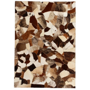Patchwork koberec z kúskov kože, 160x230 cm, hnedo-biely