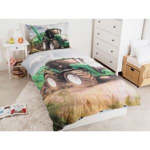 Jerry Fabrics Obliečky BAVLNA fototlač 140x200 - Traktor Green