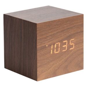 KARLSSON Budík Mini Cube – tmavé drevo