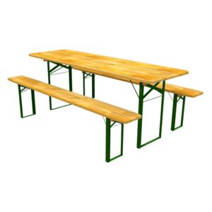 Komplet drevených lavičiek a pevného stola 70 x 220 cm