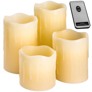 Tectake 401005 vosková sviečka led sada 4 ks prírodný na diaľkové ovládanie - bílá, 7.50 cm x 15.50 cm x 7.50 cm