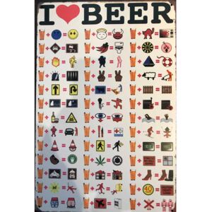 Ceduľa I love Beer 30cm x 20cm Plechová tabuľa