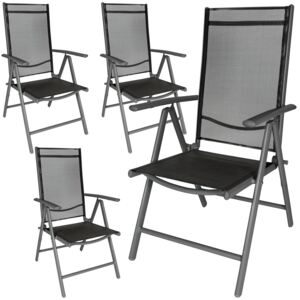 Tectake 401634 4 zahradní židle hliníkové - černá/antracit