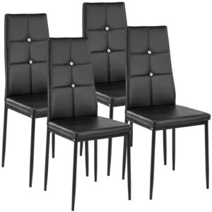 Tectake 402545 4 jídelní židle, ozdobné kamínky - černá, 97.00 cm x 42.00 cm