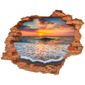 Diera 3D v stene nálepka Západ slnka na mori