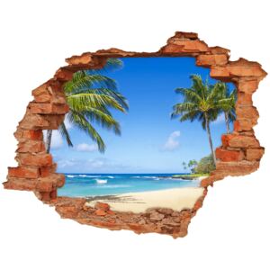 Diera 3D v stene nálepka Tropická pláž