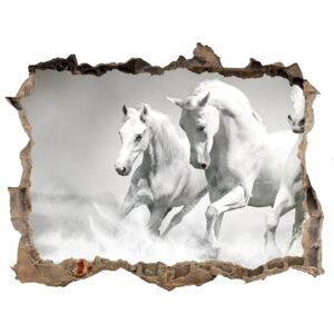 Díra 3D fototapeta na stěnu Bílí koně