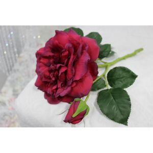 Červená umelá anglická ruža s pukom 36cm