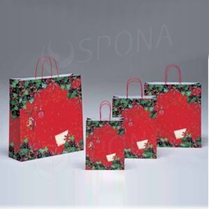 Darčeková taška papierová STELA vianočný vzor,červená,270X12X370 mm (3013603)