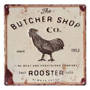 Vintage dekoračná tabuľka "Butcher shop", plech 30*30 cm (6Y2439)