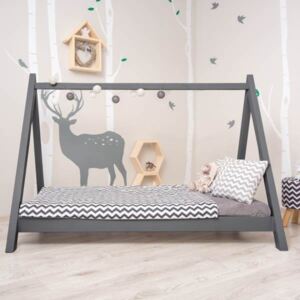 Tempo Kondela Montessori posteľ, borovicové drevo, sivá, GROSI