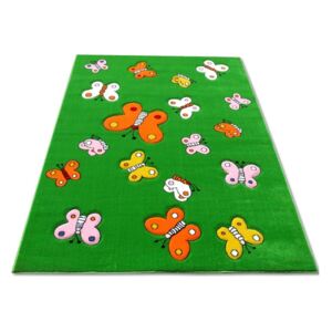 Detský kusový koberec Motýle zelený, Velikosti 100x200cm