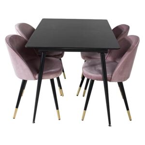Silar Velvet stolová súprava čierna/ružová