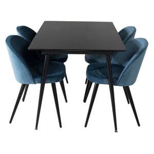 Silar Velvet stolová súprava čierna/modrá