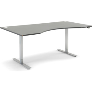 Výškovo nastaviteľný stôl Flexus, s vykrojením, 2000x1000 mm, šedá