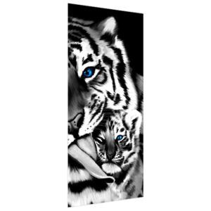 Samolepiaca fólia na dvere Čiernobiely tiger a tigrík 95x205cm ND2574A_1GV