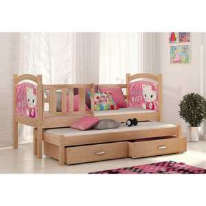 Detská posteľ DOBBY P2 s obojstrannou potlačou + matrac + rošt ZADARMO 184x80 cm, olcha/vzor 08