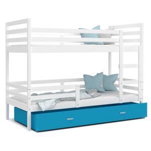 Detská poschodová posteľ so zásuvkou JACKIE - 160x80 cm - modro-biela