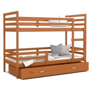 Detská poschodová posteľ so zásuvkou JACKIE - 190x80 cm - jelša