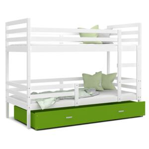 Detská poschodová posteľ so zásuvkou JACKIE - 190x80 cm - zeleno-biela