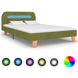 Rám postele s LED svetlom zelený látkový 120x200 cm