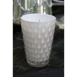 Biela voňavá sviečka v luxusnom pohári 11cm