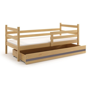 Detská posteľ POPOLUŠKA, 80x190 cm, borovica/grafit