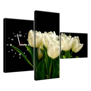 Obraz s hodinami Biele tulipány - Mark Freeth 100x70cm ZP1601A_3AW