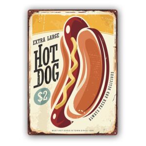 CARO Kovový obraz - Retro - Hot Dog 30x40 cm