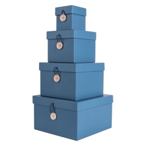 PRESENT TIME Sada štyroch modrých papierových boxov Uniform