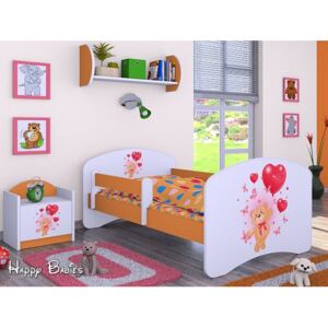 Detská posteľ bez šuplíku 160x80cm MACKO S BALONKY - oranžová