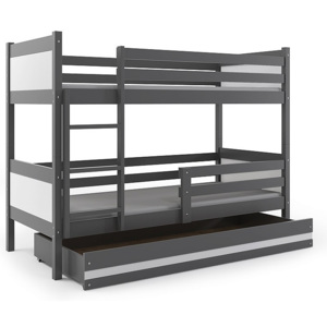 Poschodová posteľ BALI+UP + matrace + rošt ZADARMO, 190x80 cm, grafit, biela