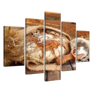 Obraz s hodinami Vidiecky domáci chlieb 150x105cm ZP1356A_5H