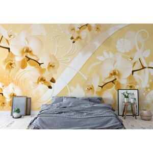 Fototapeta - Cream Orchids Luxury Floral Design Papírová tapeta - 254x184 cm