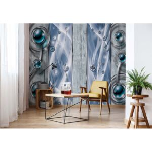 Fototapeta - Luxury 3D Silver And Blue Ornamental Design Vliesová tapeta - 254x184 cm