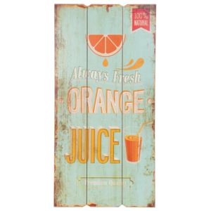 Nástenná drevená ceduľa Orange Juice - 30 * 2 * 60 cm
