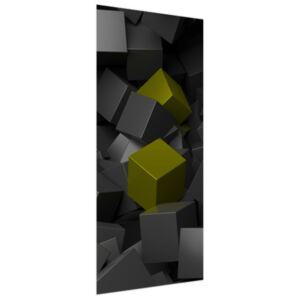 Samolepiaca fólia na dvere Čierno - zelené kocky 3D 95x205cm ND3706A_1GV