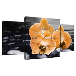 Obraz s hodinami Krásna oranžová orchidea 80x40cm ZP1714A_3AX