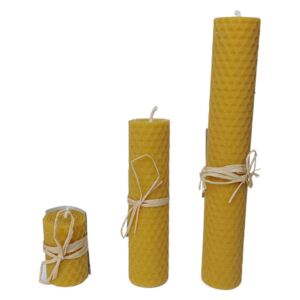 Točená vosková sviečka žltá Vonia - 12x3cm